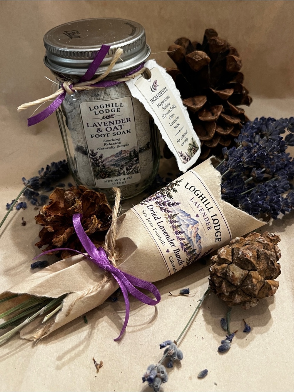 Colorado Lavender Gift Set | Foot Soak + Dried Lavender Bunch | Handmade